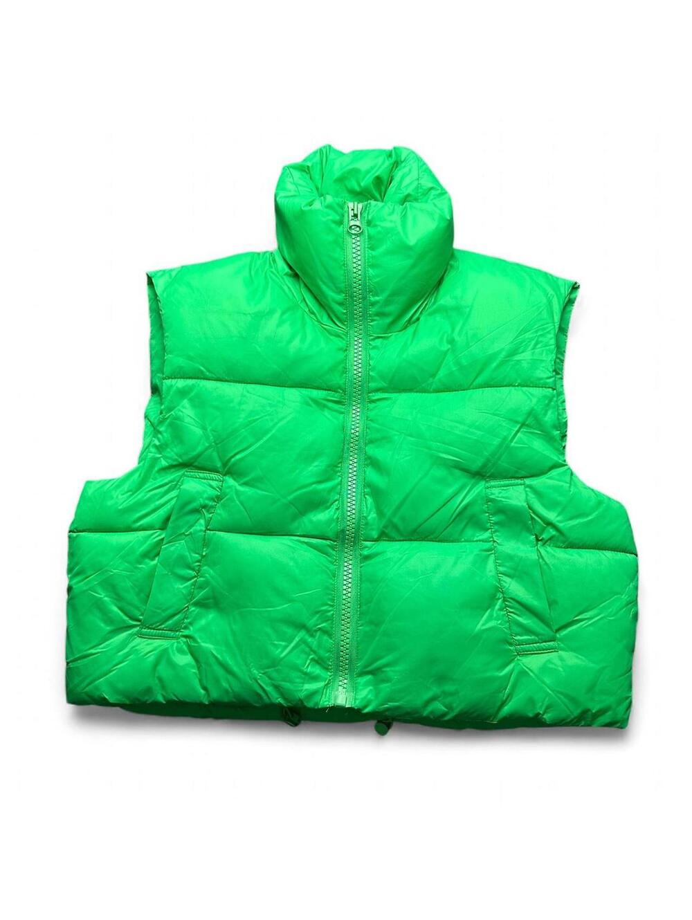 Neon Green Quilted Puffer Vest Size M